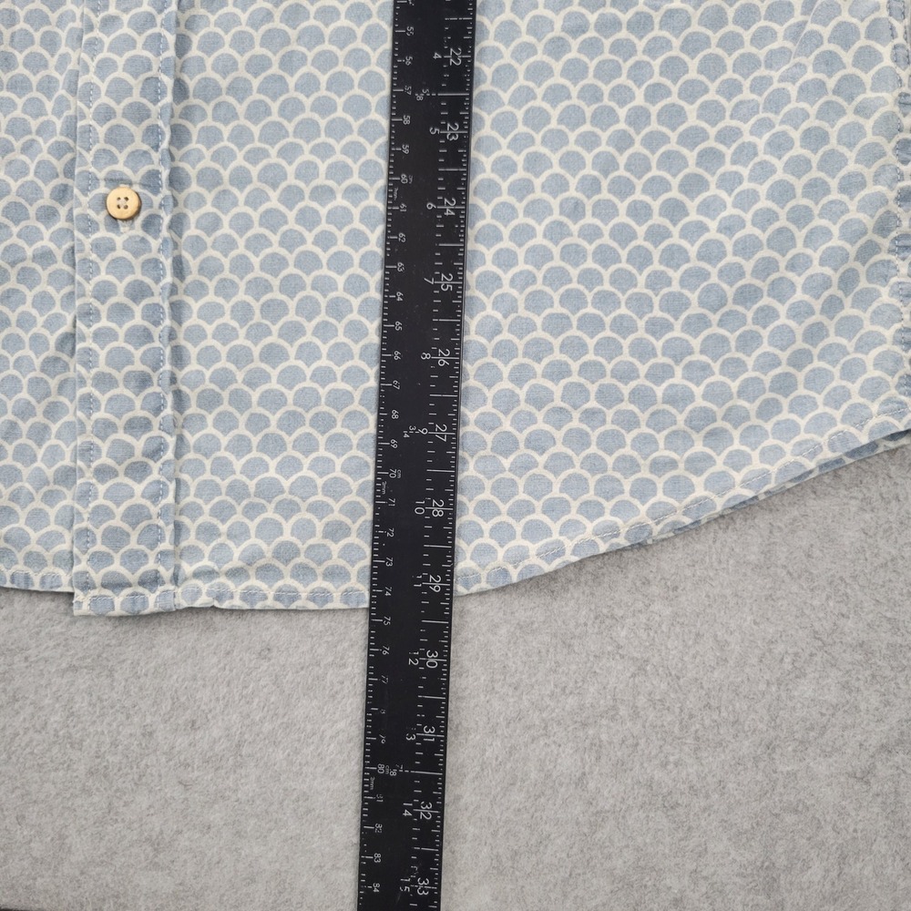 Faherty Playa Button Down Shirt Mens M Blue Scallop Indigo Dyed Short Sleeve - Picture 8 of 11
